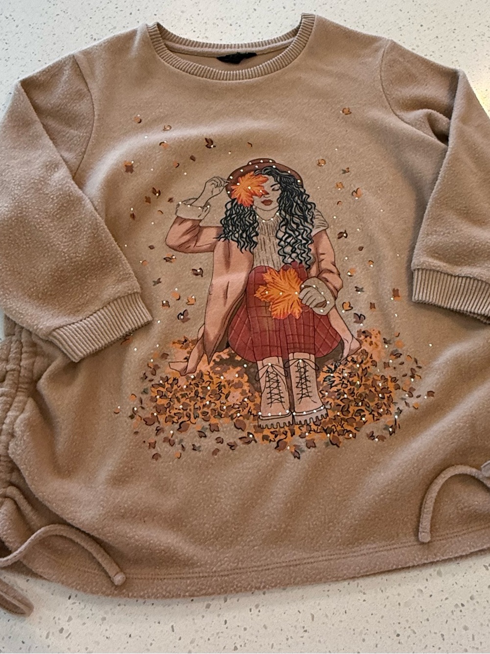 1X Fall Pumpkin Sweatshirt Fleece Love & Lace Brown Long Sleeve Pumpkins Plus
